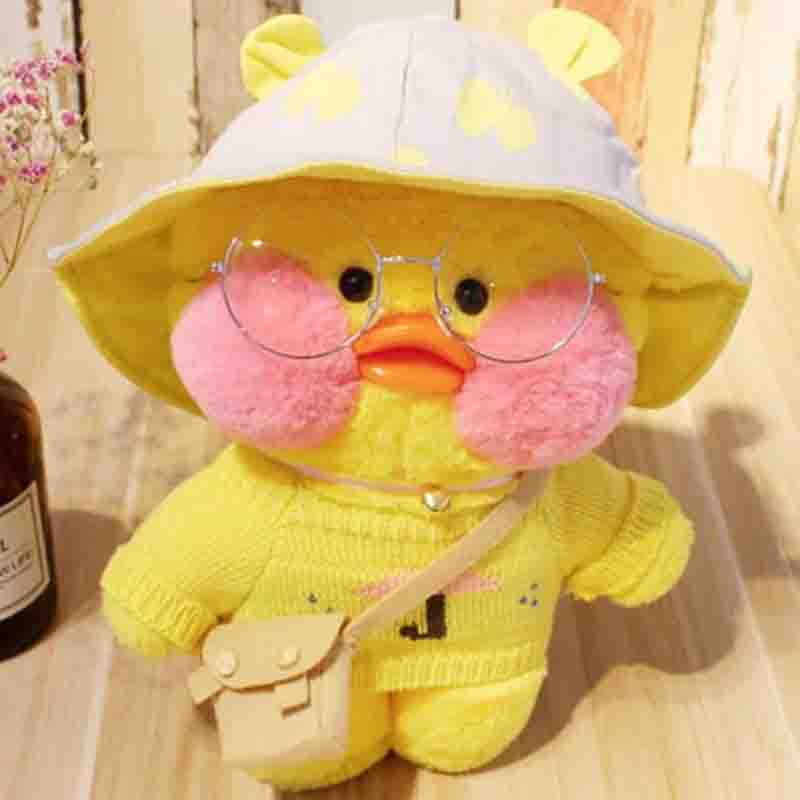 30cm Cartoon Cute Cafe Duck Plush Toy Stuffed Soft Plush Duck Doll Animal Pillow Birthday Gift for Kids Children