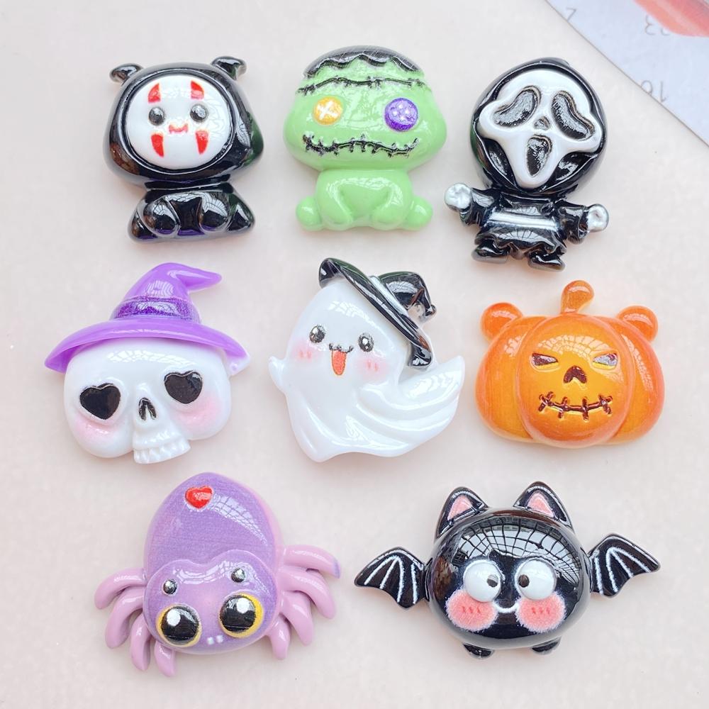 10ks Kawaii Roztomilý Kreslený Halloweenský Série Plochá Zadní Strana Pryskyřice Scrapbooking DIY Šperky Řemeslná Dekorace Příslušenství