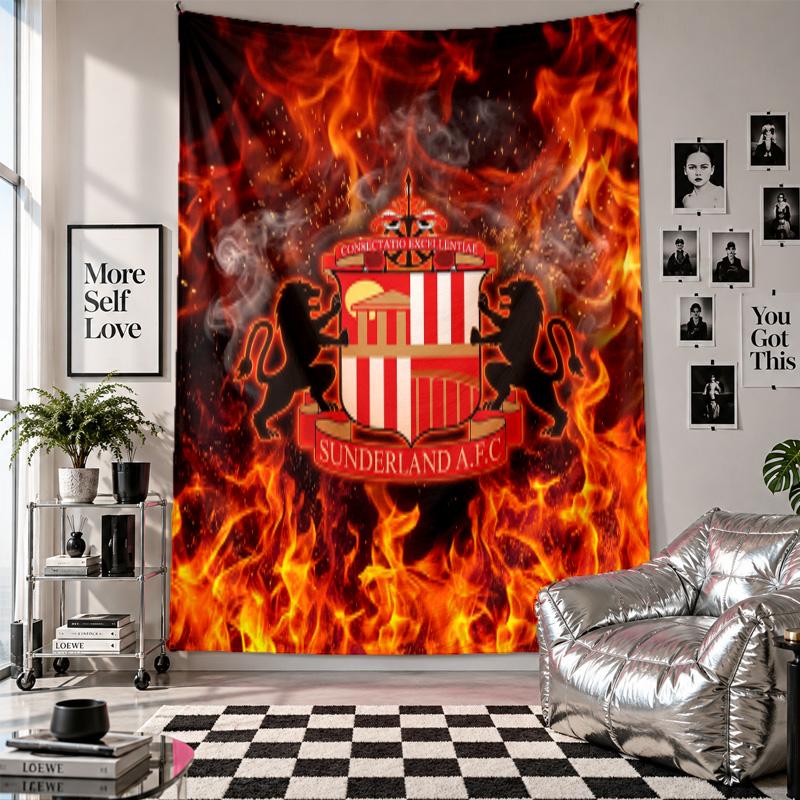Arazzo da Parete Calcio Sunderland Decorazione per la Casa Tessuto da Appendere a Parete per Camera da Letto Soggiorno Sfondo