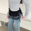 Embroidered Flower Lace Mini Skirt Harajuku frillies See Through Pleated Skirts Jeans Decoration