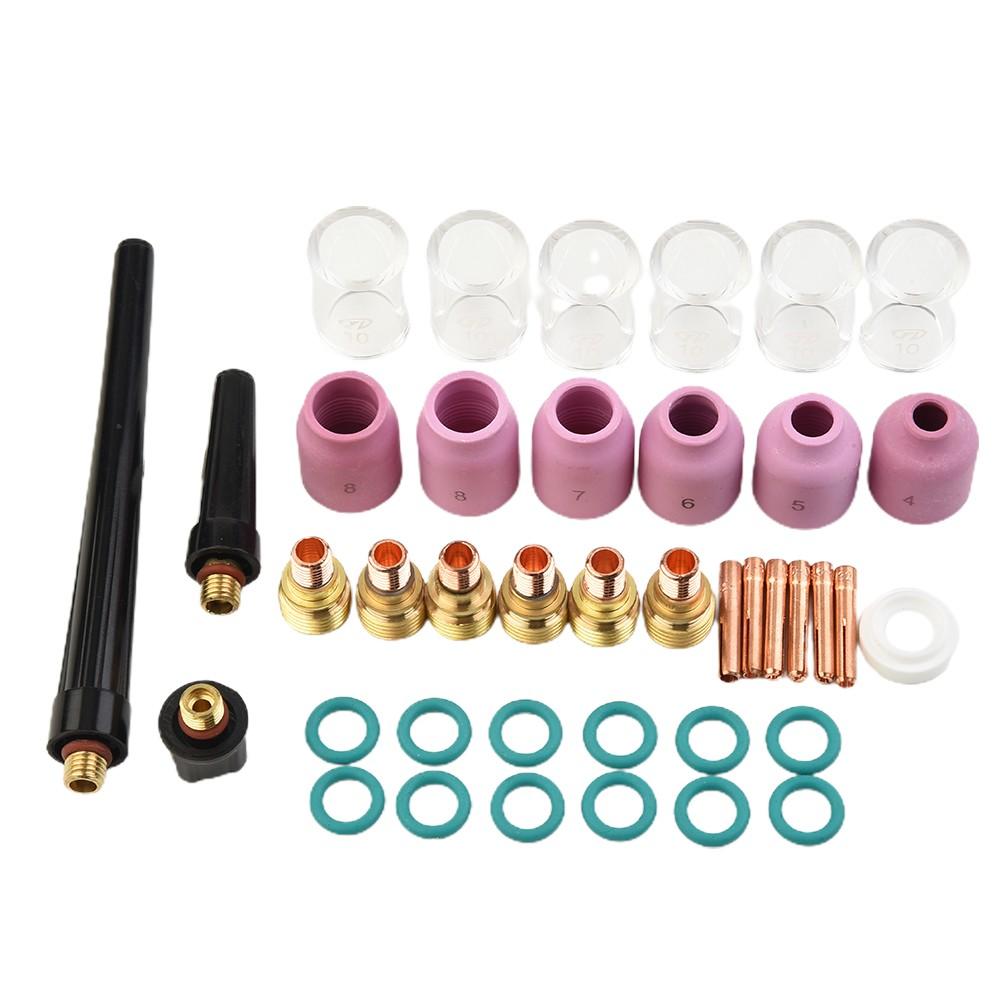 40 Stück WIG Schweißbrenner Spannzange Gaslinse Glaskolben Set für WP-9/20/25