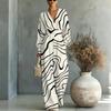 Women's Elegant V-Neck Waist-Defining Printed Jumpsuit for Evening Wear