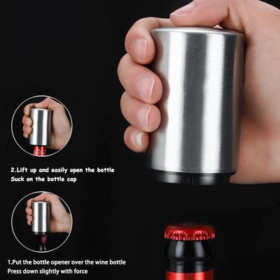 Beer Bottle Opene with Cap Catcher, Magnetic, Automatic, Portable, Push-type Cover Opener for Beer, Cocktail, Bottled Drinks
