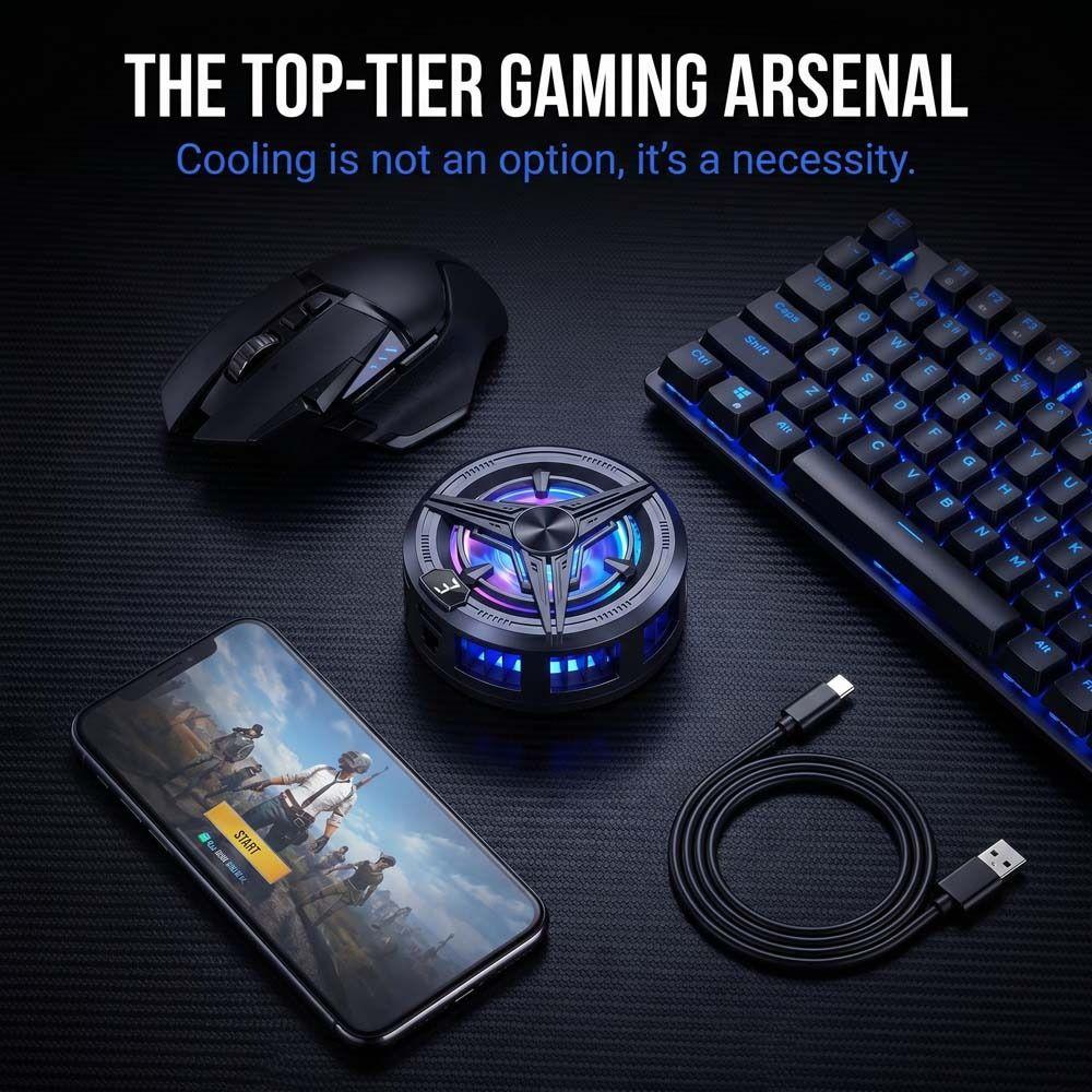 Air Cooling Portable Game Heat Sink Rechargeable LED Light Cooling Fan  Phone Accessories