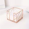 1Pc Hollowed-out Ironwork Rose Gold Note Box Metal Hard and Not Easy To Damage Desktop Office Storage Box