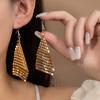 Colorful Sequined Fringed Earrings, High-End Square Geometric Long Earrings, Fashionable And Personalized Earrings.