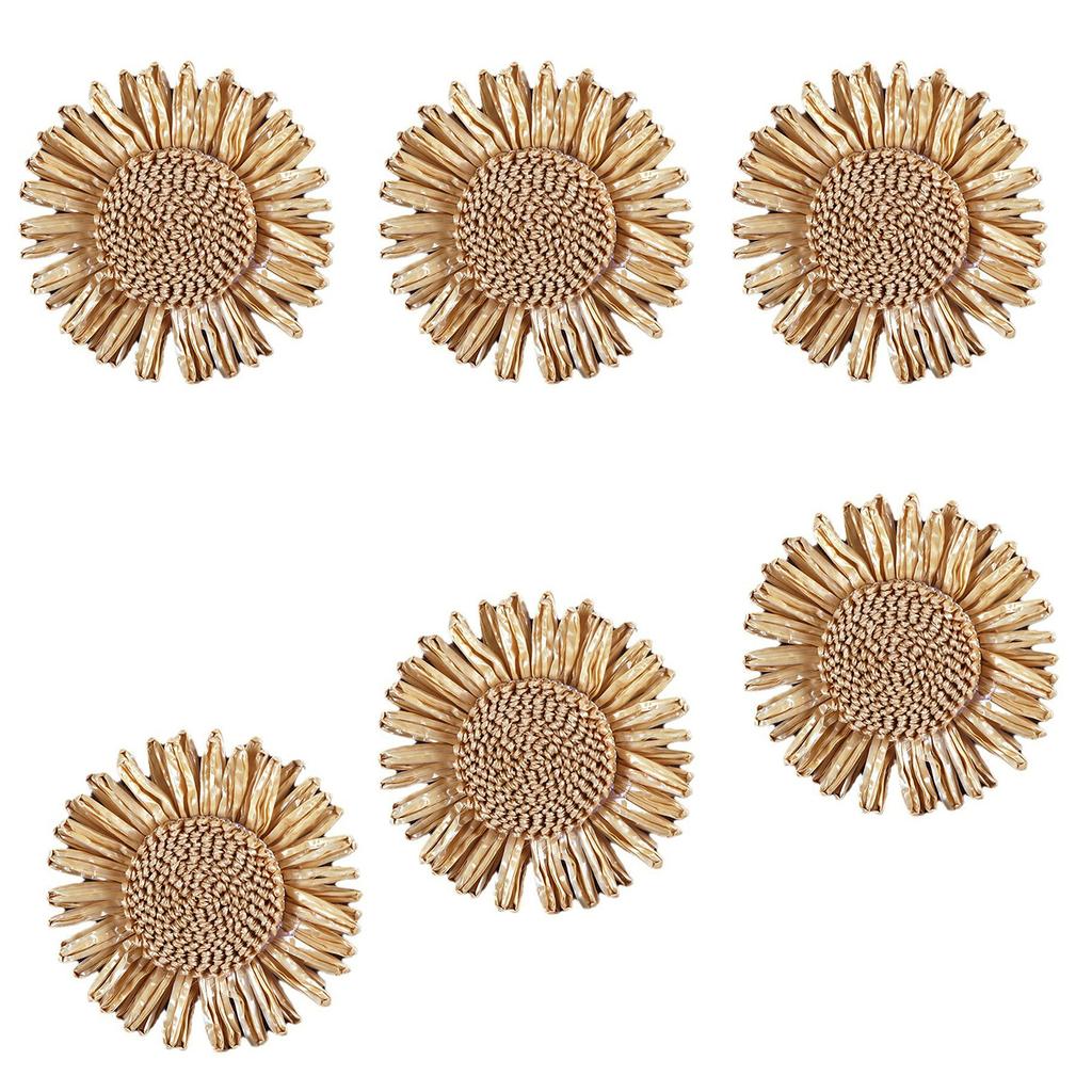 Set Of 6 Handmade Sunflower Designs Napkin Holders Sturdy Napkin Rings Perfect For Enhancing Dining Experience