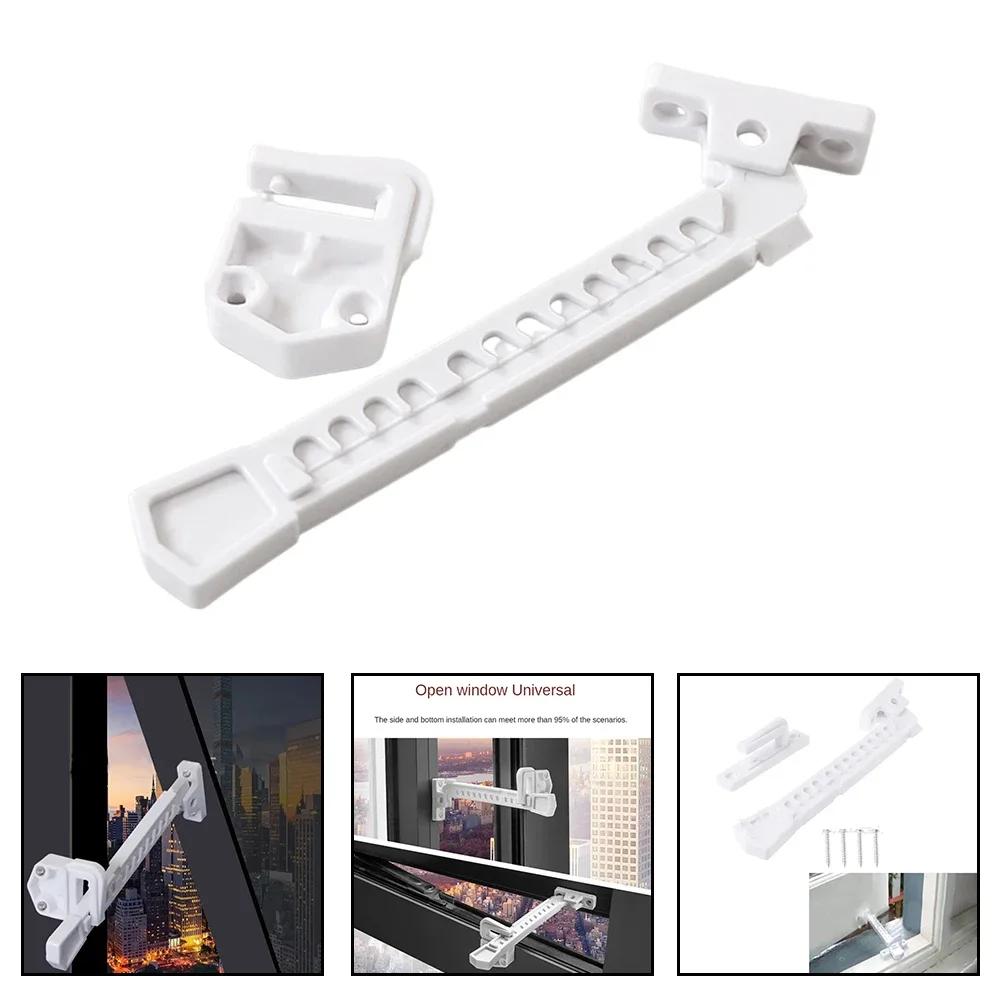 Inner Window Limiter Latch Position Stopper Casement Wind Brace Home Security Door Windows Sash Lock Child Safety Protection