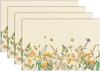 Tovagliette Floreali con Fiori di Campo e Api ad Acquerello 12x18 Pollici Carine Tovagliette per la Tavola Primaverile Set di 4 Tovagliette per Festa Cucina Sala da Pranzo Decorazione-17
