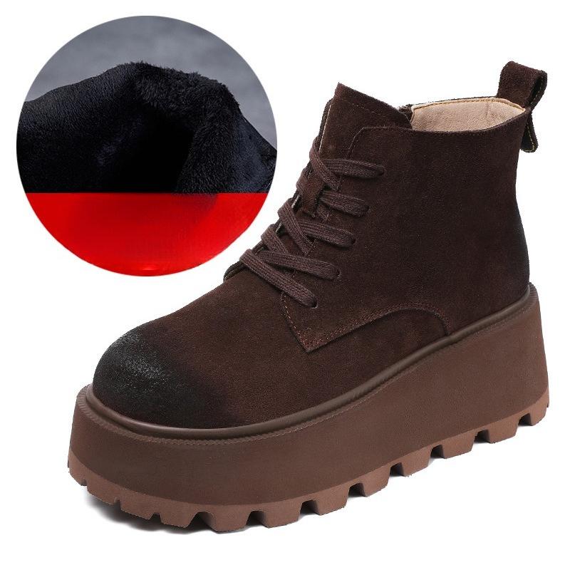 

Short Boots Women s Shoes - New Style, Thick Sole, Fashionable, Padded, Height-increasing Boots 40 коричневий