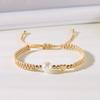 European American Handmade Woven Imitation Pearl Heart Cross Bracelet - Trendy Fashion Jewelry