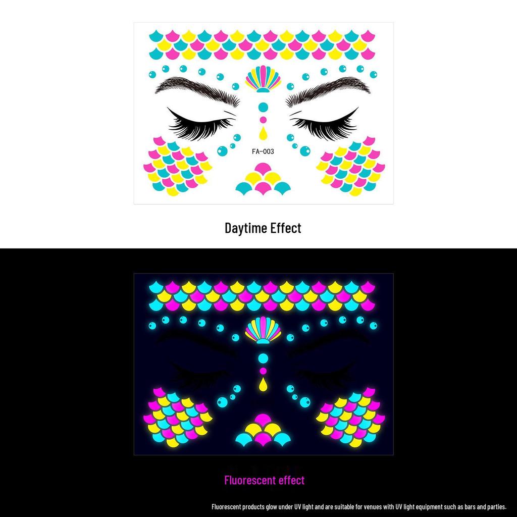 Creative Fluorescent Waterproof Full Arm and Face Tattoo Sticker