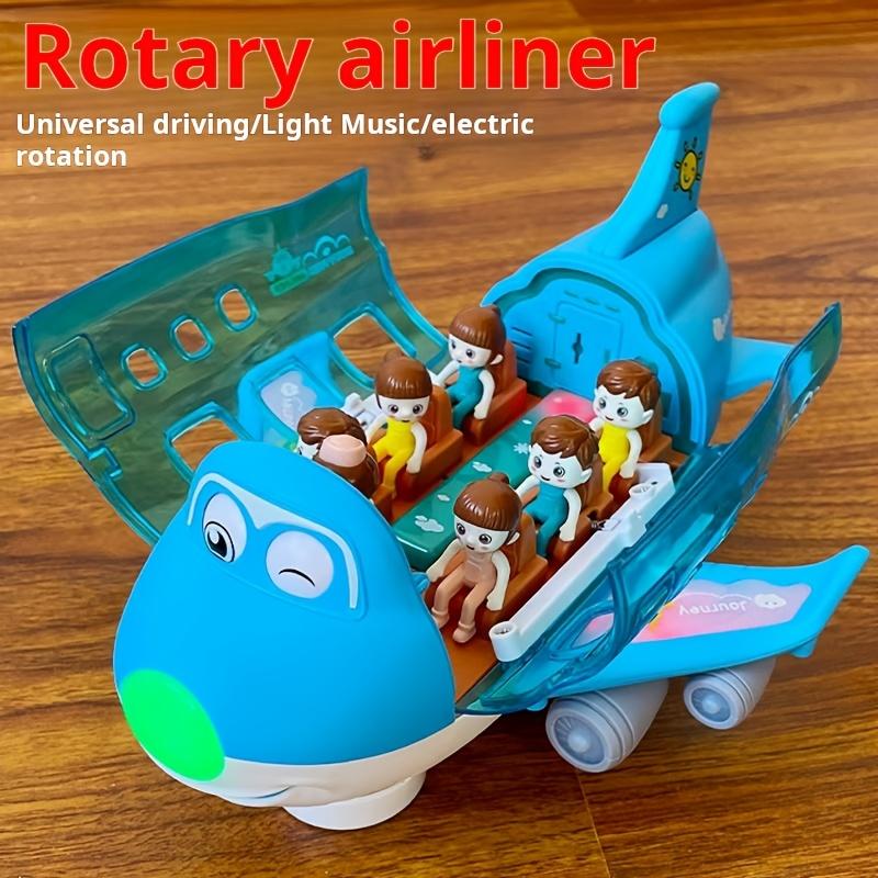Automatic Walking Airplane Toy 360° Rotation, Lights and Music Automatic Opening, Obstacle Avoidance,Pink/Blue,All round Movement,Battery Not Included