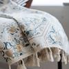 American Style Cotton Hemp Curtains Retro Printed Tassel Curtains Living Room Kitchen Bedroom Drapes Float Window Semi-shading