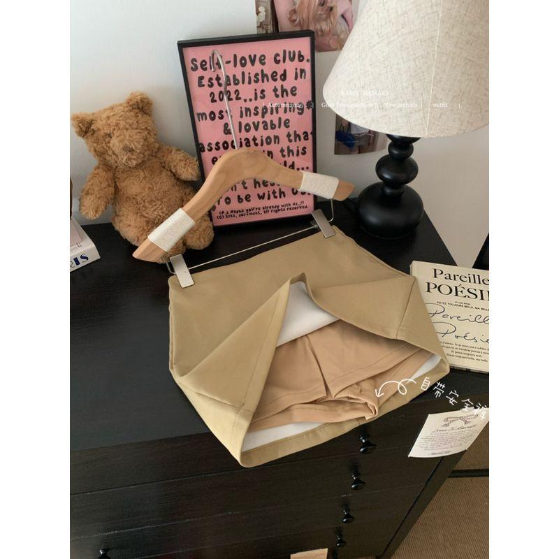 Kumikumi Sexy Style Pure Color Fashion Tape High Waist Skirt Women's Autumn Easiest for Match Slim Looking A- Line Skirt Skirt