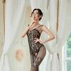 Sexy Underwear Suspenders Sexy Black Real Life Hollow Open-file One-piece Mesh Stockings Jacquard Mesh Socks