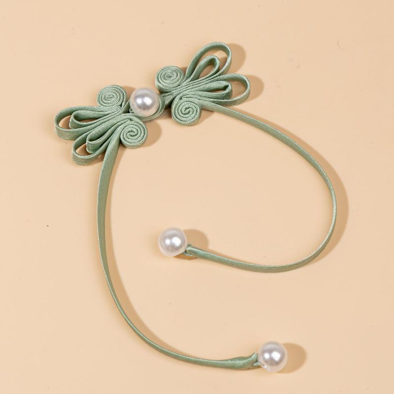 Botões de Tassel de Pérola Tecidos à Mão Estilo Chinês Fivela de Cheongsam Acabamento com Contas Fixador Para Orelha de Coelho Cauda Longa Botões Decorativos