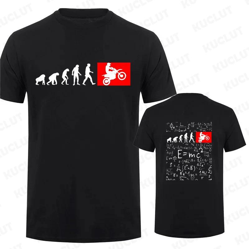 Human Evolution Motocross Design Vintage T-shirt for Men Autocycle Motorbike Speedometer Personalized Print Tees Game Black Tops