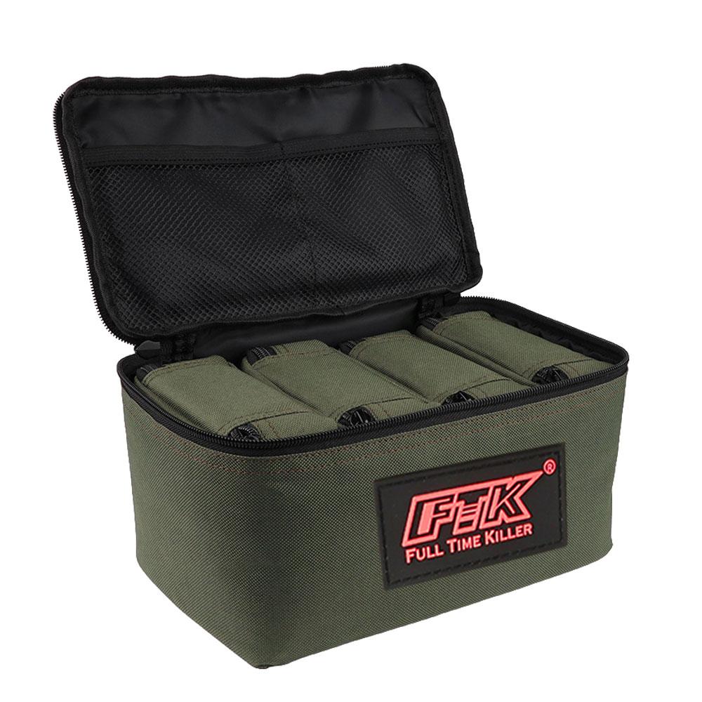 FTK Fishing Tackle Bag with 4 Small Pouches Fishing Reel Lure Storage Bag Pouch Fishing Tackle Organizer Bag