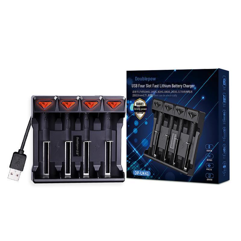 

Умное зарядное устройство USB для литий-ионных аккумуляторов 3,7 В, 4 слота, двойная совместимость с форматом 18650 UK41 4-slot charger