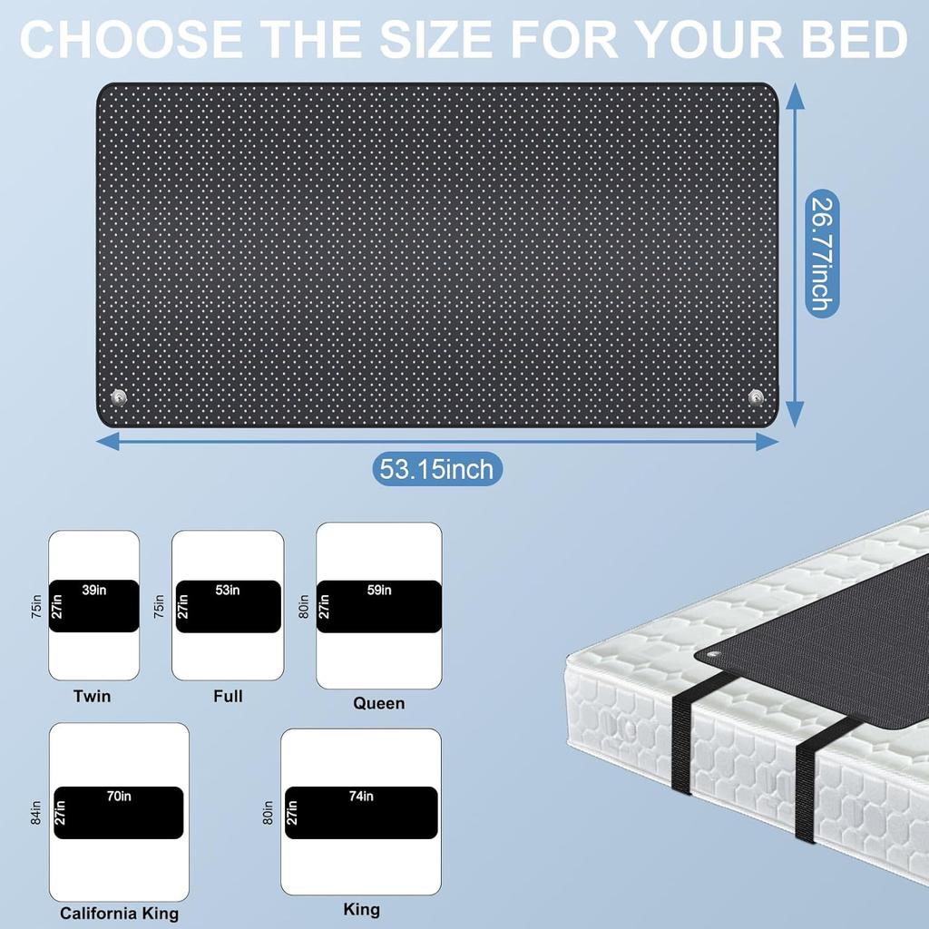 Mattress Pads, Grounding Mat for Bed, Earthing Mat Grounding Pad for Sleeping, Reduced Anxiety, Inflammation, Headache Relief, Balance, Grounding