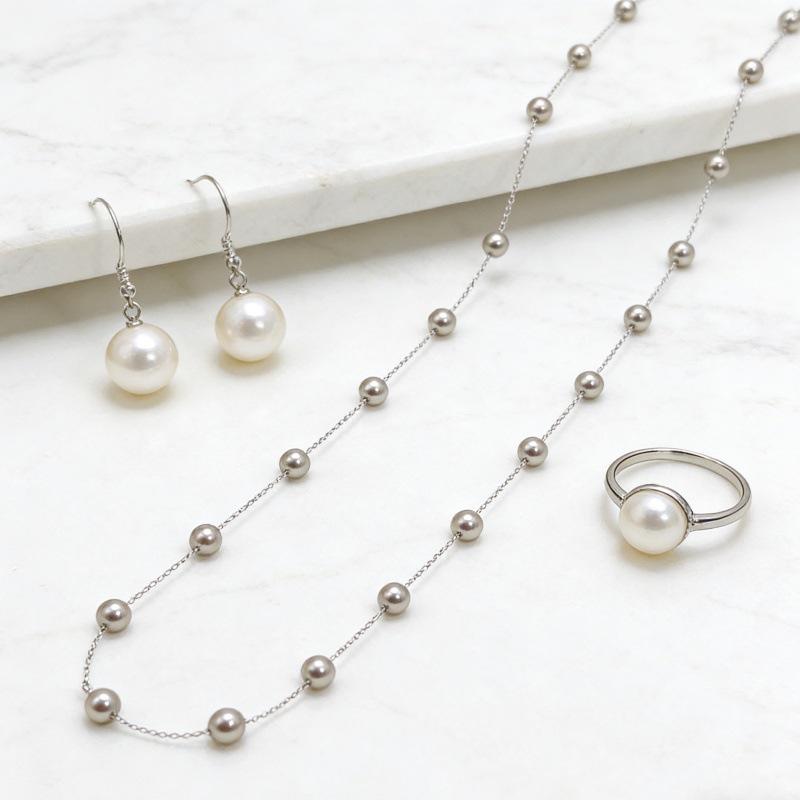 S925 Sterling Silver Starry Long Double Layer Pearl Necklace for Autumn/Winter Sweaters 925 Silver