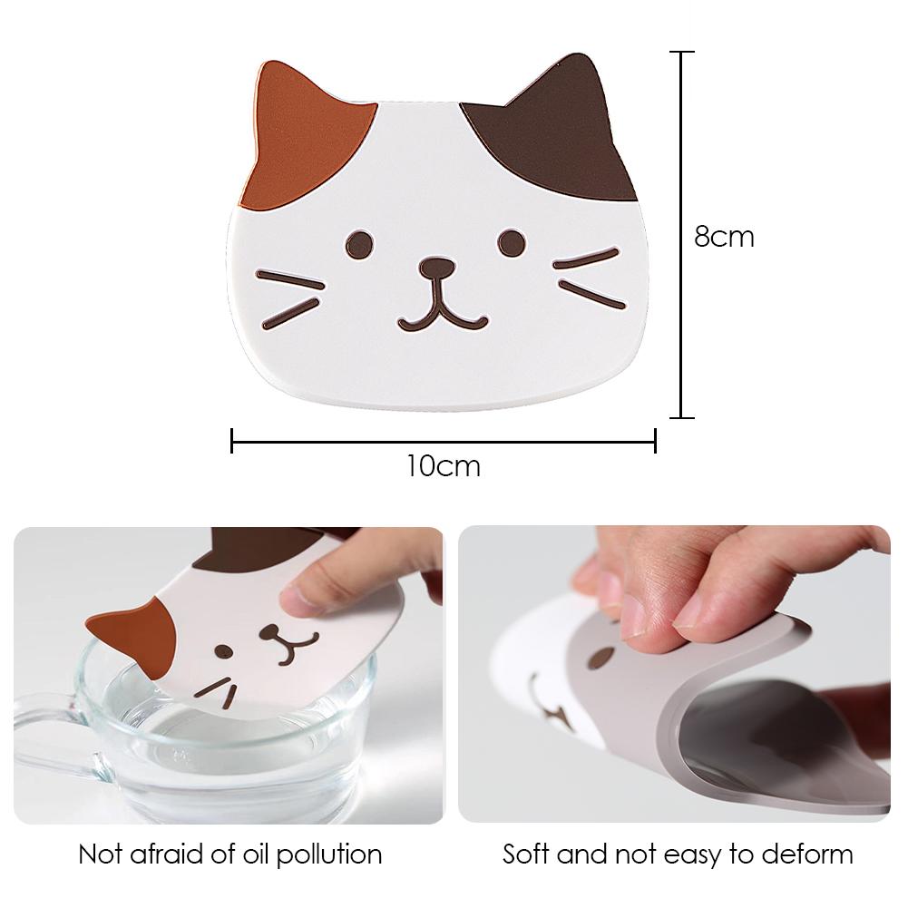 Cat Shaped Tea Coaster Cup Mat Pad Mug Holder Mat Coffee Drinks Table Placemats Heat-resistant Cup Coasters Home Decor Gift
