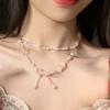 Bowknot Beaded Choker Colorful Beaded Necklaces Bowknot Necklace Artificial Crystal Material Gift for Girls Children