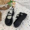 Fashionable and Comfortable Black Shoes Female Summer Breathable British Style Niche Love Buckle Thick Bottom Shiny Mary Jane Shoes