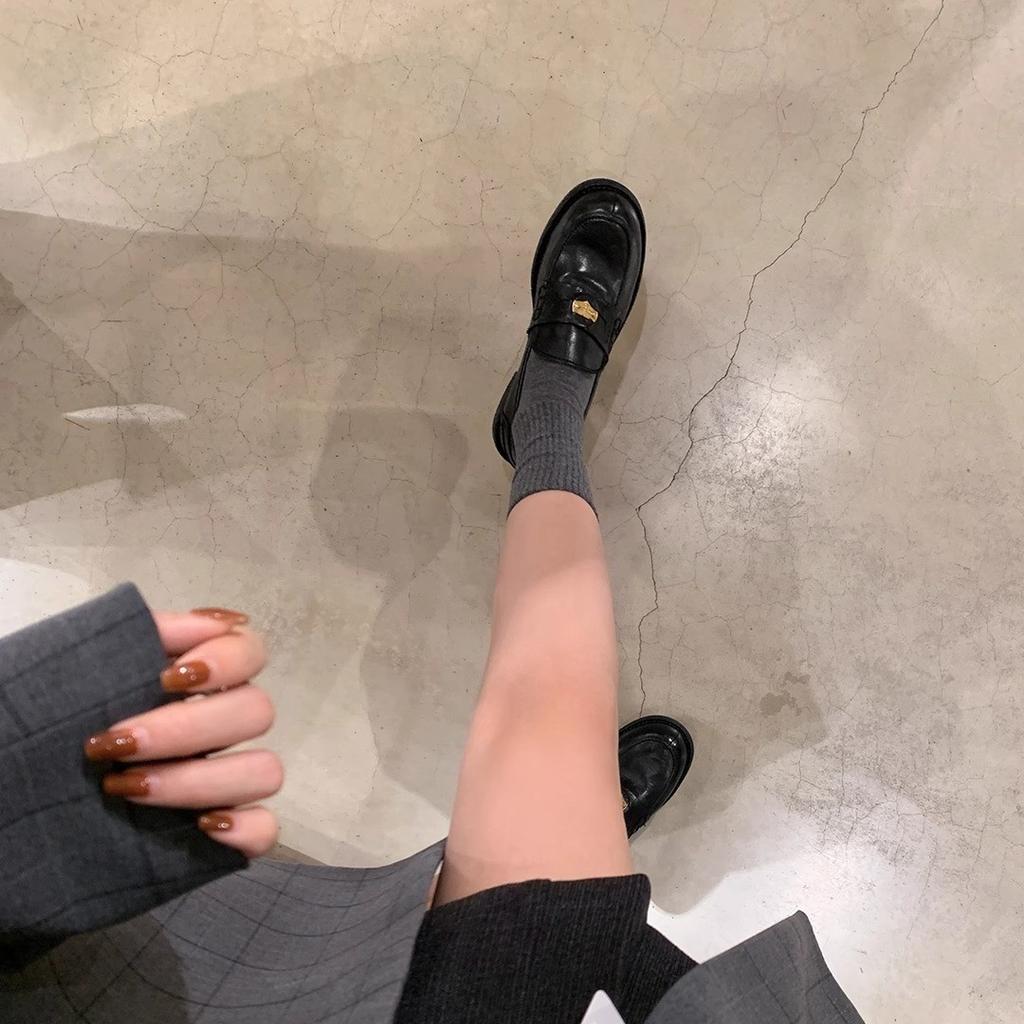 Hair, High-end Cowhide Version~ Horse Leather Retro Polished Small Gold Coin Loafer Single Shoes Women's Small Leather Shoes