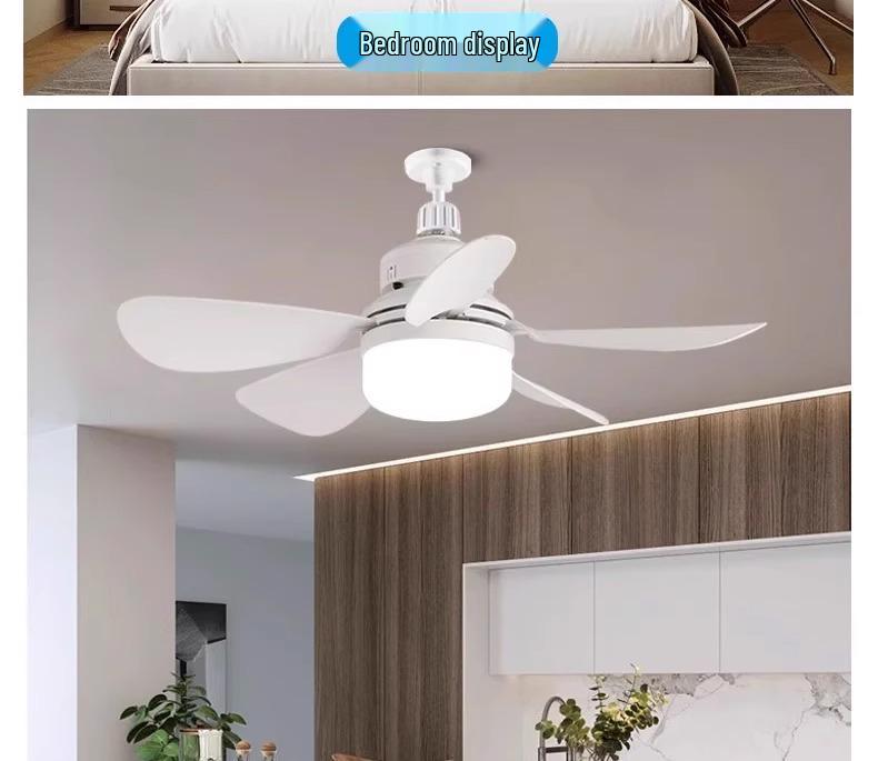 E27 Base Silent LED Ceiling Fan with Remote Control - Energy-Saving Light for Bedroom, Kitchen, Bathroom, Restaurant