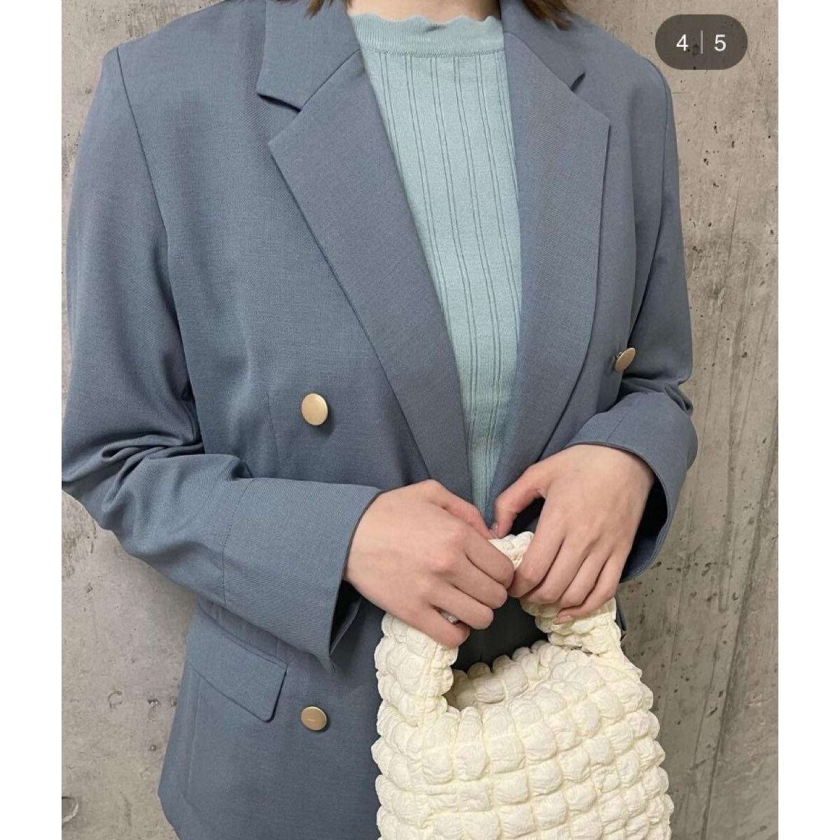 ROPE  PICNIC Gold Button Double Tailored Jacket Size 38 M Linen Style Gold Button Jacket/Blue