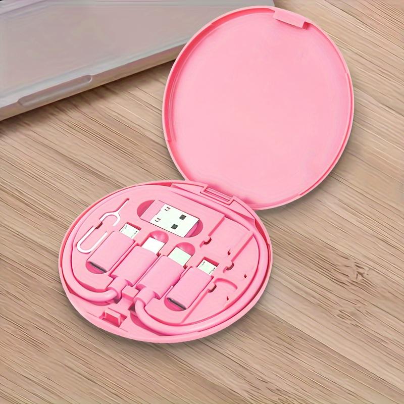 

Комплект кабелей-адаптеров для зарядки Multi-USB, комплект для преобразования USB C USB A и Type C в разъем Micro/Type C, передача данных розовый