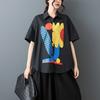 DIMANAF 2026 Plus Size New Summer Blouse Shirt Print Short Sleeve Casual Women Loose Tops Shirts Cotton