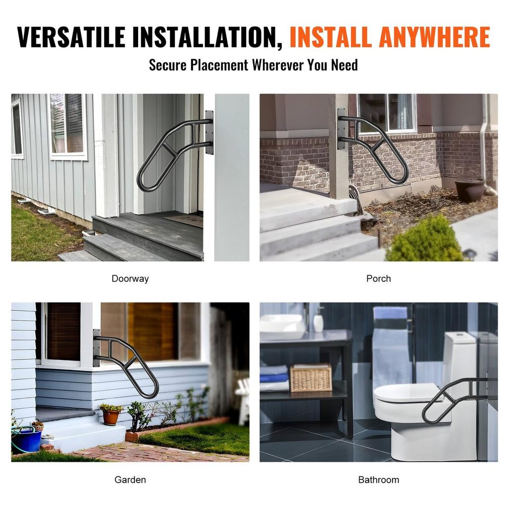 Handrails for Outdoor Steps 29" Wall Mount Safety Railings for 1-3 Steps