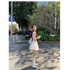 Summer New Ballet Style Suspender Dress Women's White Waist Thin Design Bud Skirt Short Skirt