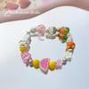 Pink White Bunny Bear Camera Cat Alloy Beaded Charm Bracelet/Necklace Accessories