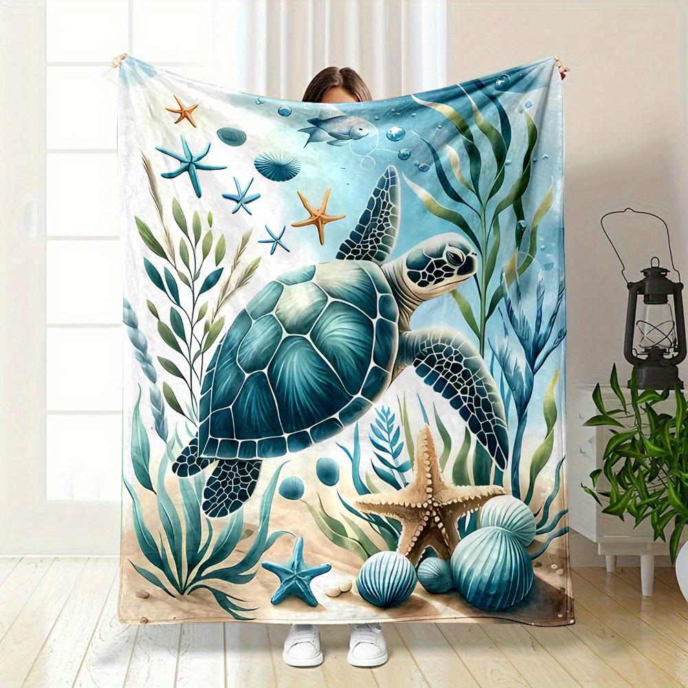 Sea Turtle Printed Blanket , Warm and comfortable throw blanket sofa bed sofa camping trip, the best gift. 75x90cm