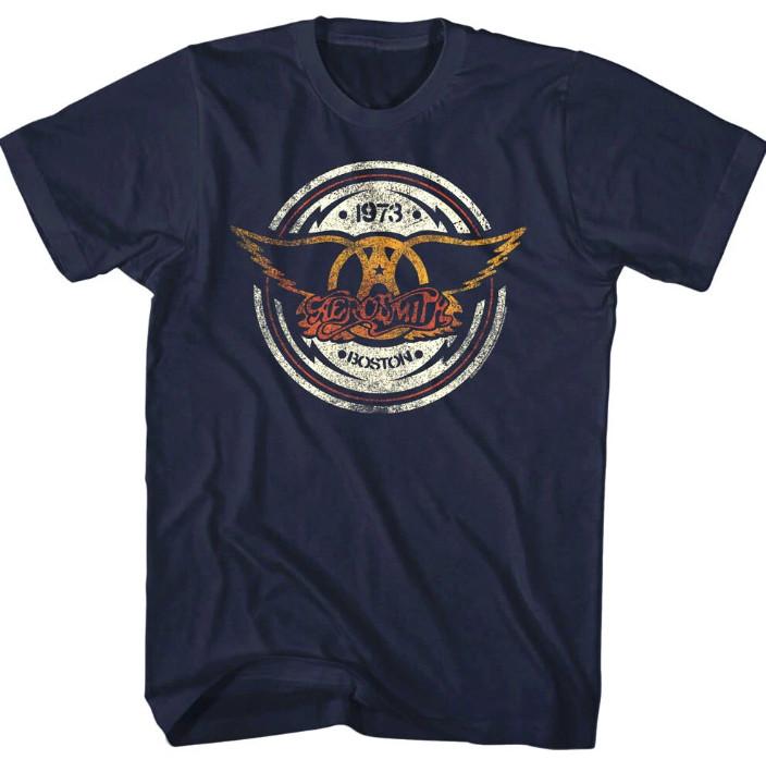 Aerosmith Boston 1973 Men039s T Shirt Vintage Logo Rock Band Album Tour Merch Unisex T-Shirt Graphic Tee S
