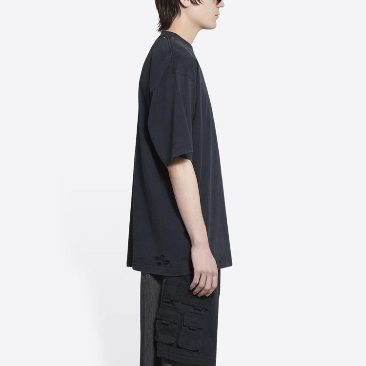 Balenciaga Political Campaign T-shirt Large Fit 'Washed Black' Men's 641675TKVJ19034