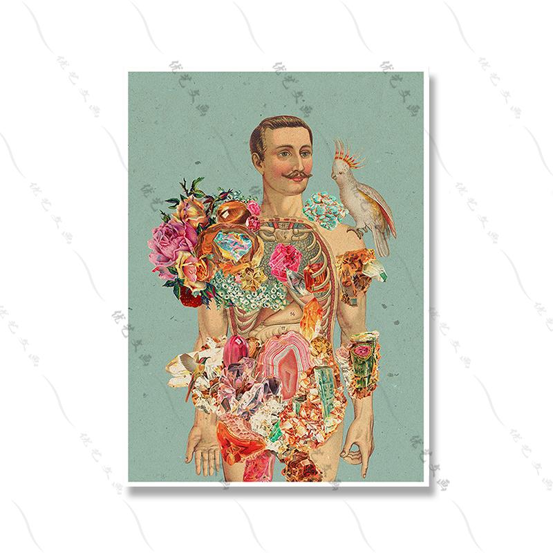 

Подарочные цветы череп принт плакат анатомическое медицинское искусство иллюстрация тело абстрактный скелет холст картина доктор офисный декор 21x30cm No Framed