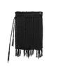 Teulimingbeodeu Wool Damage Tassel Knit Set-Up Layered Wrap [ Black ]