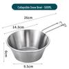 304 Stainless Steel Portable Sherpa Bowl: Multi-purpose, Foldable, Hangable Over Open Flame for Outdoor Camping and BBQ - Soup Cup