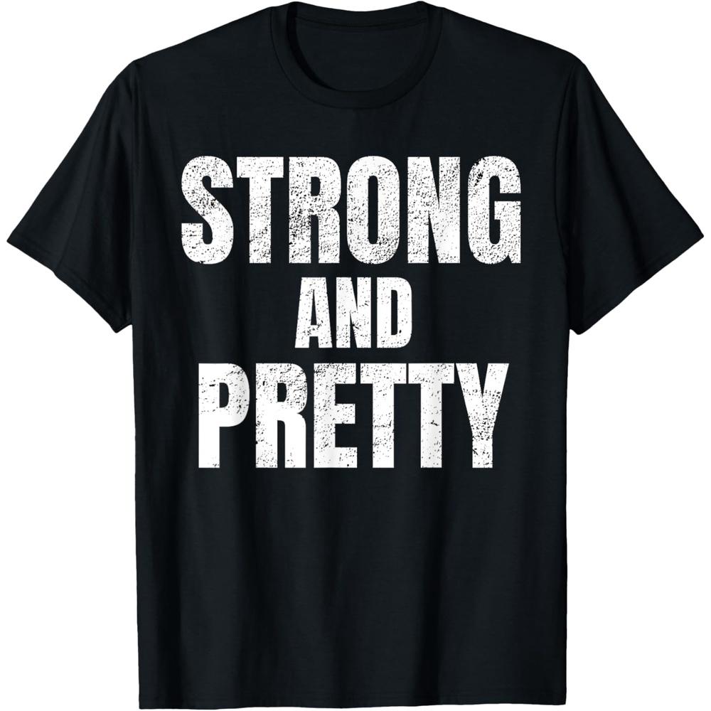 Mens Funny Strong And Pretty Strongman Fitness Gym Gift T Shirt XXL чёрный