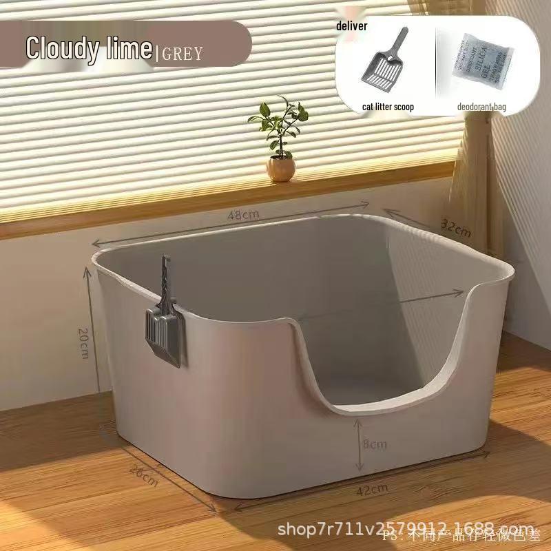 Extra Large Splash-Proof Semi-Enclosed Cat Litter Box for Maine Cats