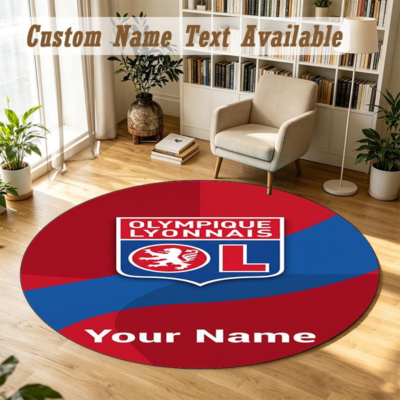 Round Rug Custom NameLyon FC Pattern Non Slip Carpet Home Floor Decor