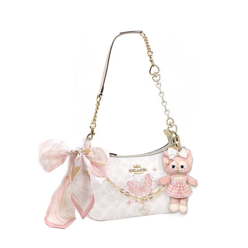 Coach Shoulder Bag [Customized Bag] Teri 25 Brand Micro-label Detachable Strap Bow Silk Scarf Extension Chain Printed Spring Desire Basic Model