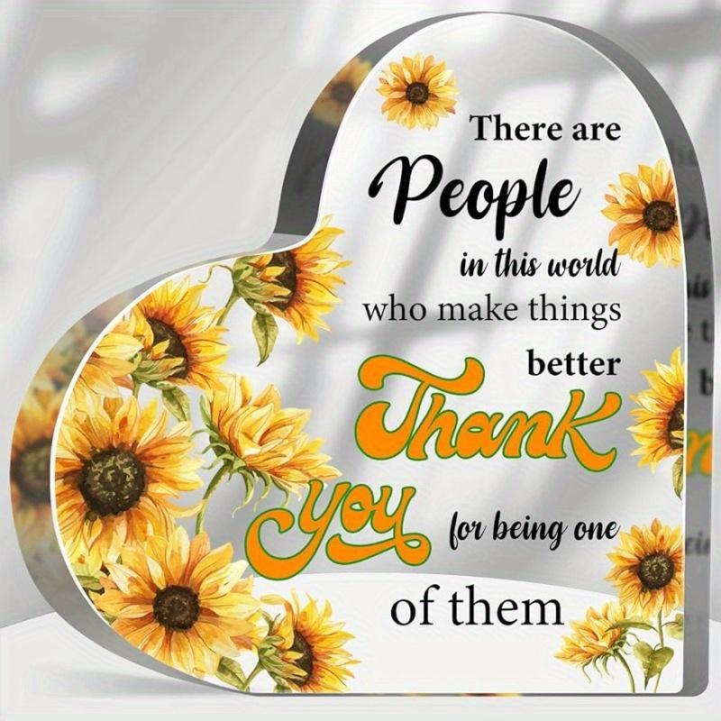 

Sunflower Thank You Acrylic: Female Appreciation Keepsake. Coworker/Friend/Boss Gift – Women’s Office Desk Decor. чистый
