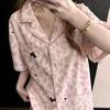 Pure desire wind pink leopard print pajamas women's summer short-sleeved shorts cardigan suit girl casual can wear loungewear