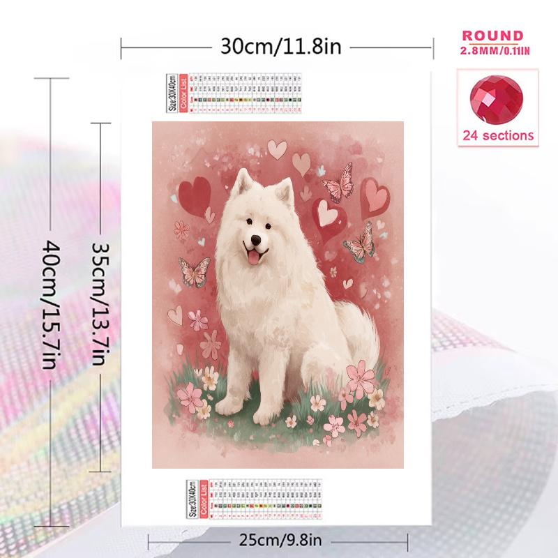Cute Samoyed Pattern 3pcs 100% Round Full Drill 5D DIY Diamond Painting Embroidery Cross Stitch Rhinestone Décor